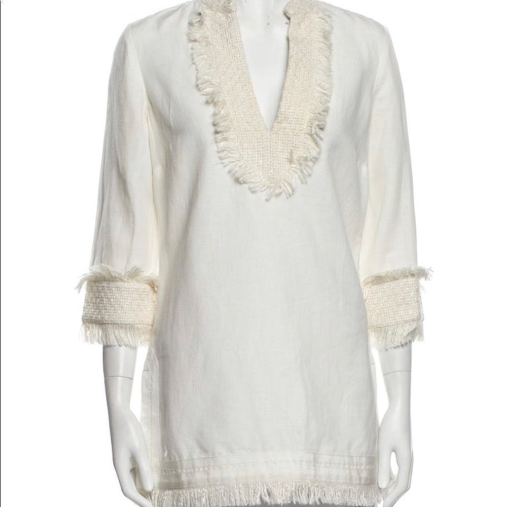 💙 Tory Burch White Fringe Tunic Top